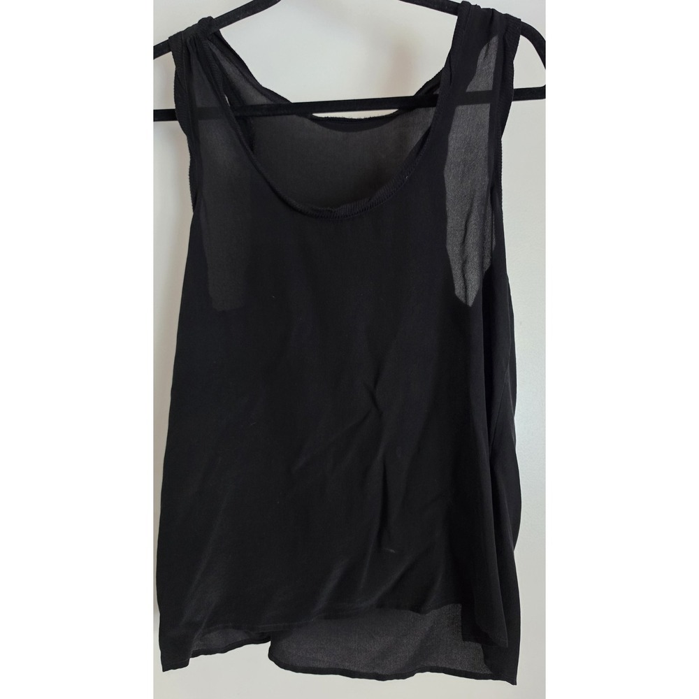 Current Elliot Women's Silk Tank Top Black Sleeveless Blouse Flowy Quiet Luxury